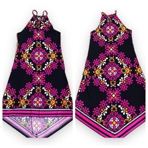 NWT INC International Concepts Halter Hi Low Printed Dress Size L